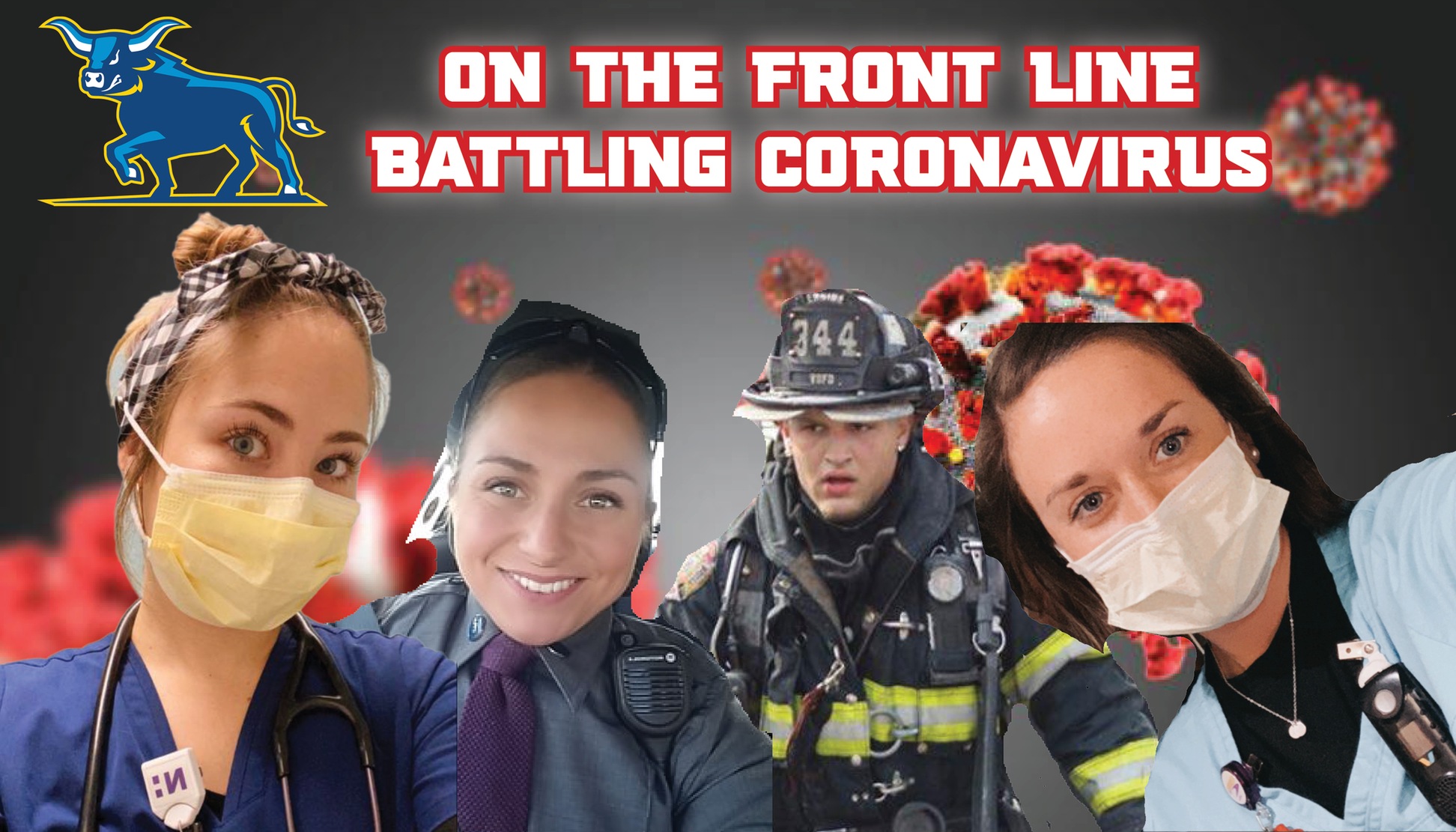 Alfred State student-athletes are all over the front line of the battle against Coronavirus - pictures of four Pioneer alum on the front line.