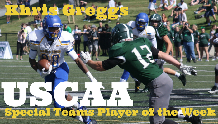 Greggs Named USCAA Special Teams Player of the Week