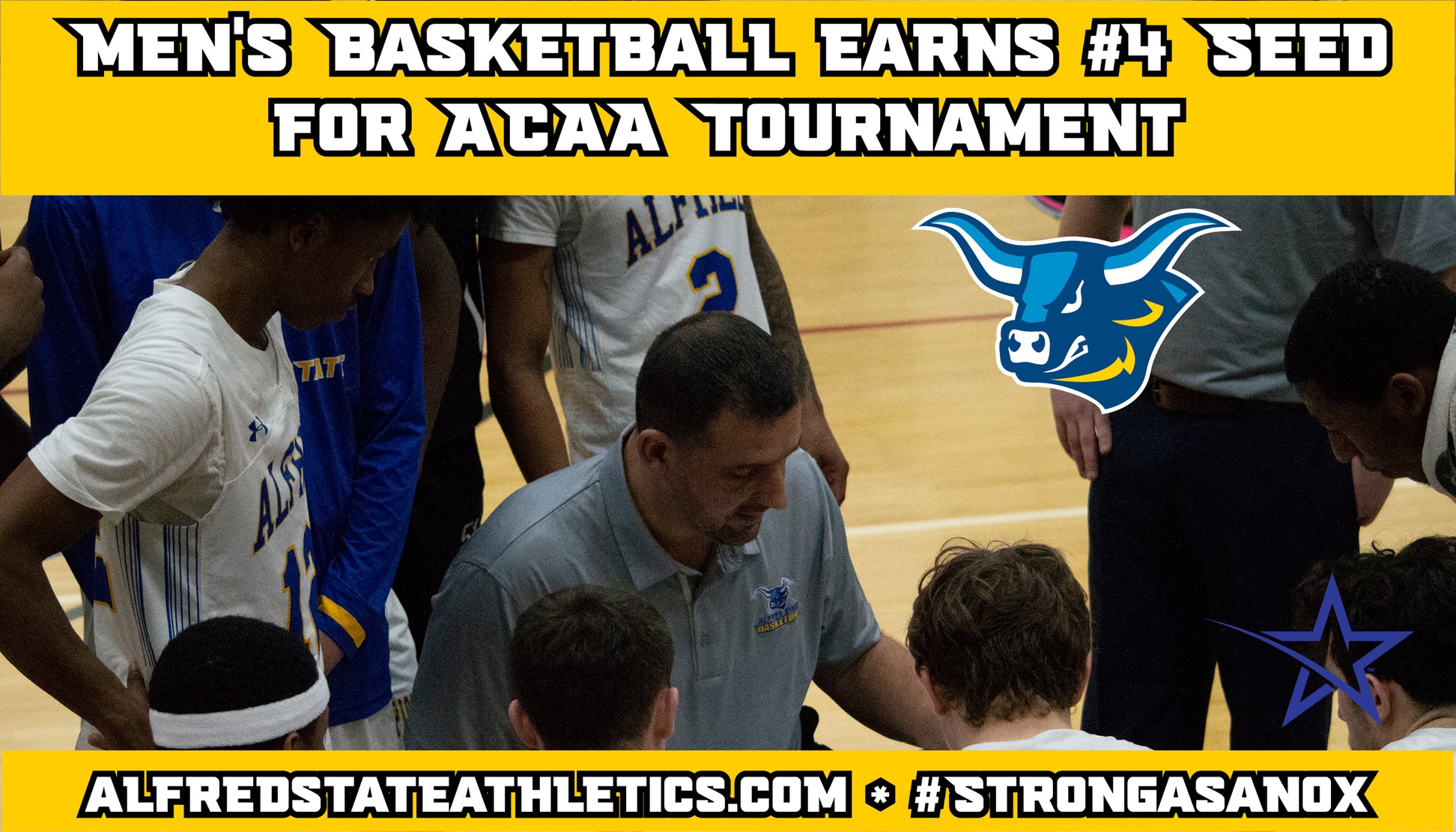 Men's Basketball team seeded 4th for ACAA Tournament