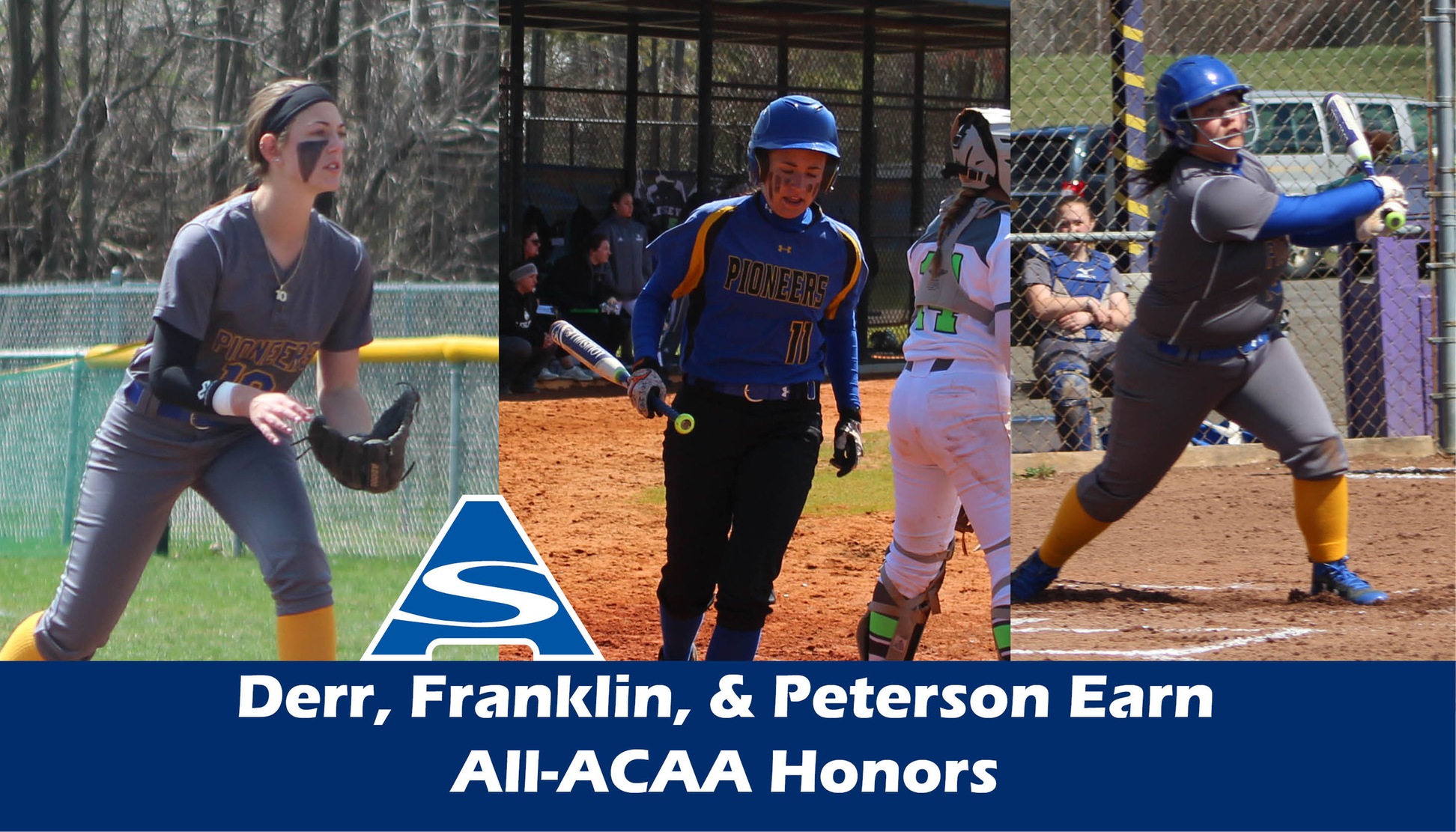 Zoe Derr, Morgan Franklin, and Ashley Peterson have been named All-ACAA