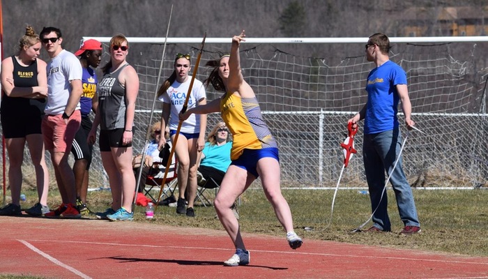 Holly Fiore on her way to winning the Javelin Toss.