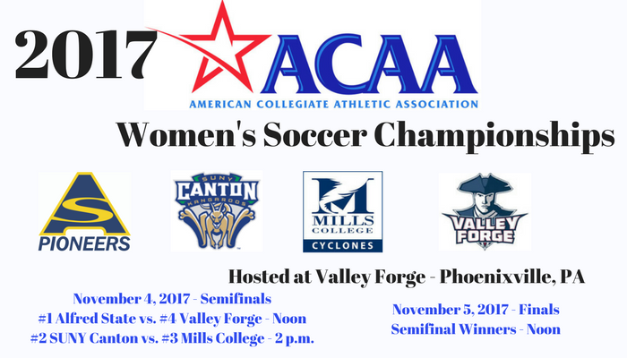 2017 ACAA Women's Soccer Championships to be held at Valley Forge