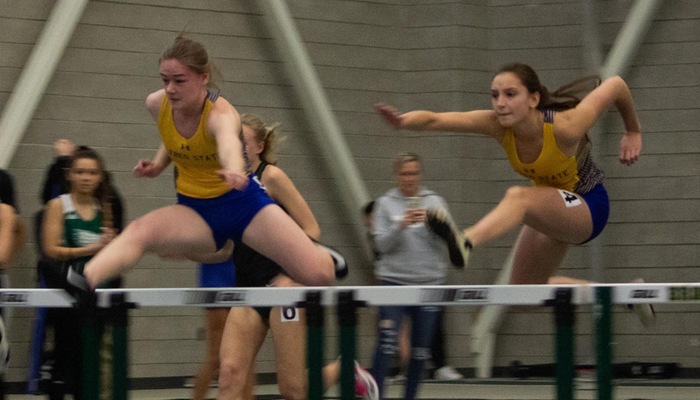 Emma Taggart and Alyssa Delaney in the hurdles