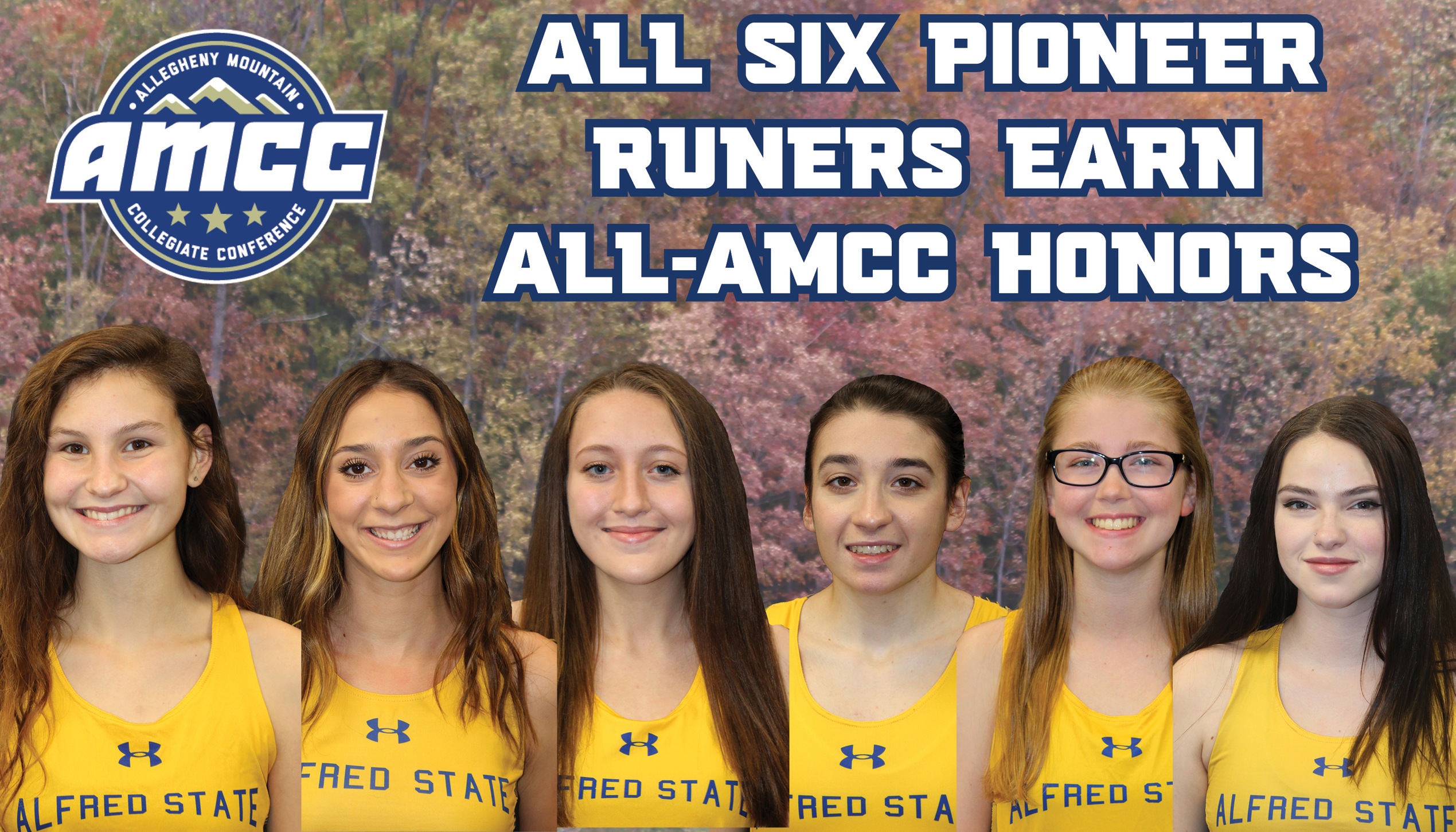 Six female cross country athletes (pictured) earned All-AMCC honors
