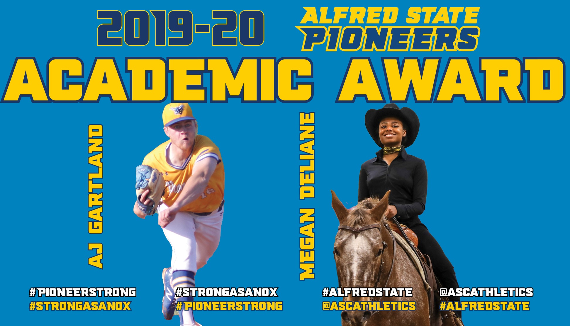 Megan Delianne and AJ Gartland the winners of the Alfred State Academic Award