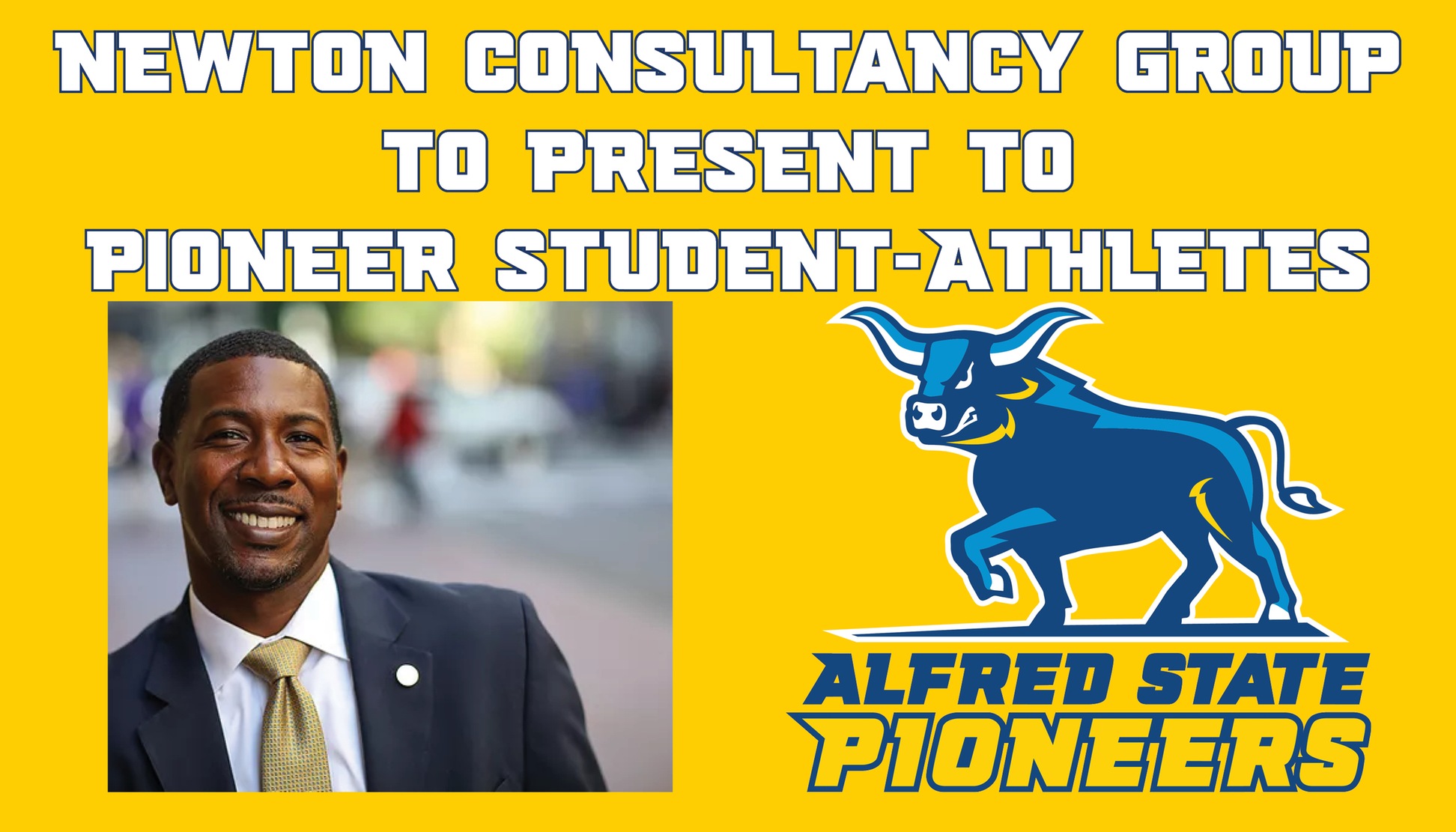 Shawn Newton from the Newton Consultancy Group is going to present a program entitled Racism: Breaking it Down and Breaking it Apart to Alfred State student-athletes. 

Shawn Newton is pictured in the graphic.