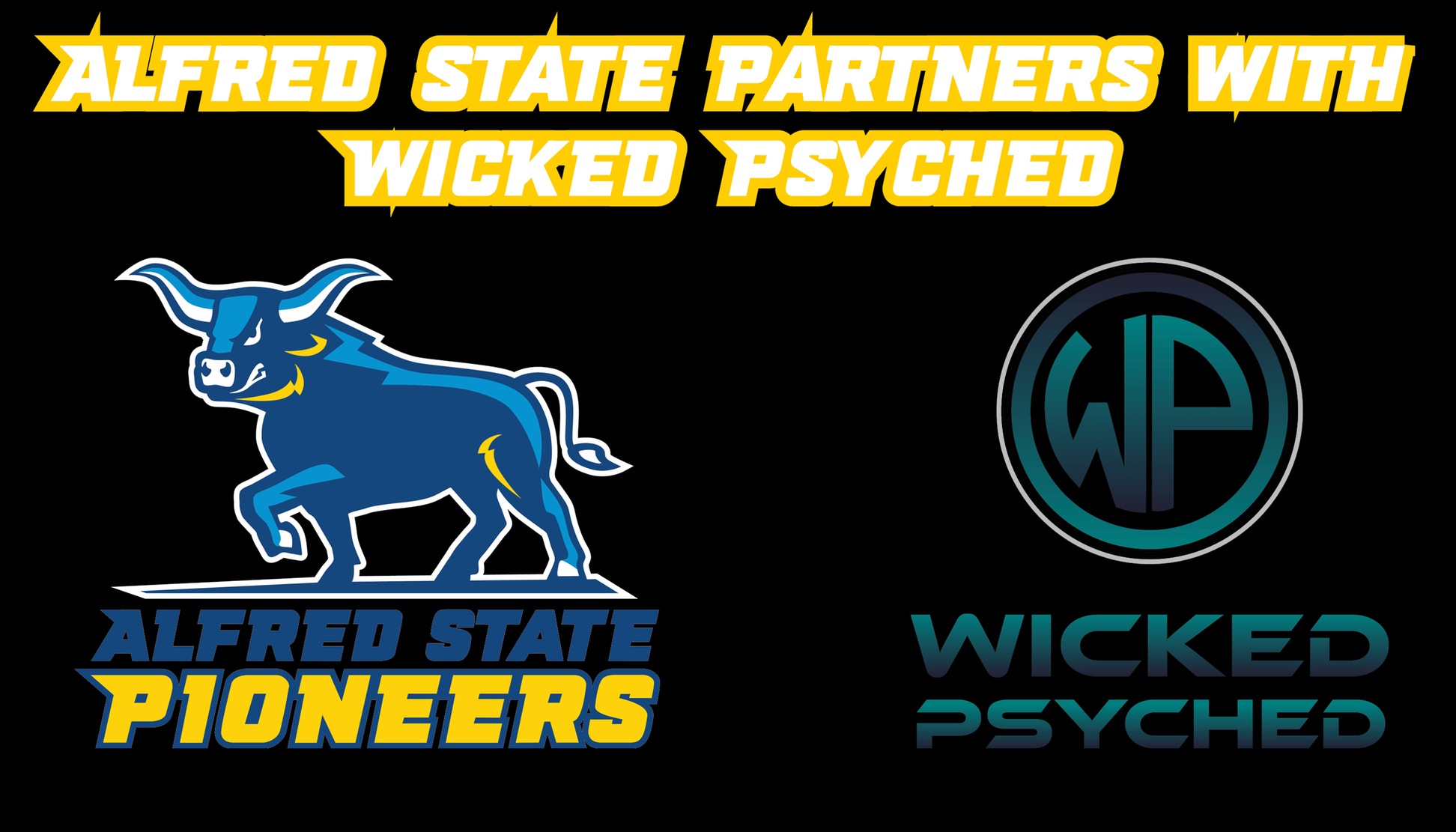 Alfred State partners with Wicked Psyched - pictured is the Alfred State athletic logo and the logo for Wicked Psyched