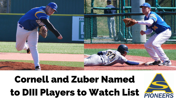 Lucas Cornell and David Zuber have been named to DIII Players to Watch list by Collegiate Baseball Magazine