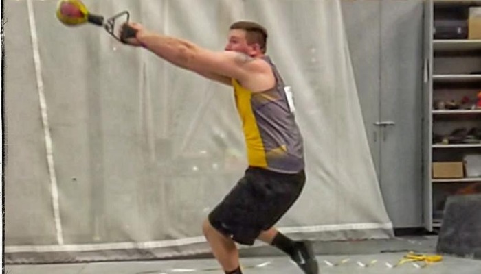 Paul Kemsley in the weight throw.