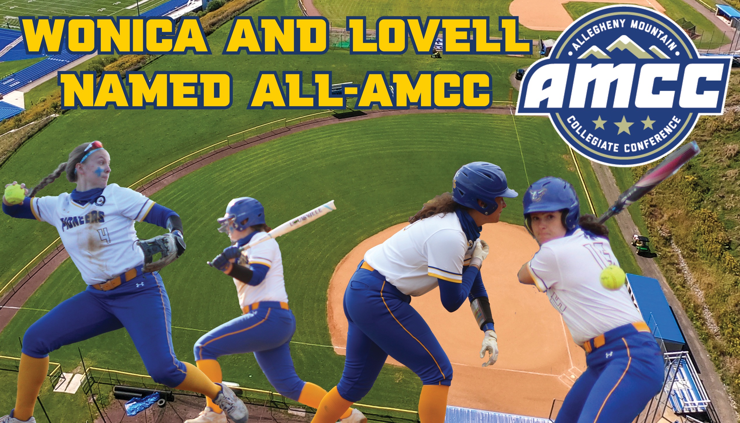 Kailey Wonica and Krista Lovell have been named All-AMCC - pictures are Wonica and Lovell in action.
