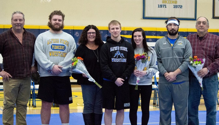 Wrestling Seniors prior to their final match at home