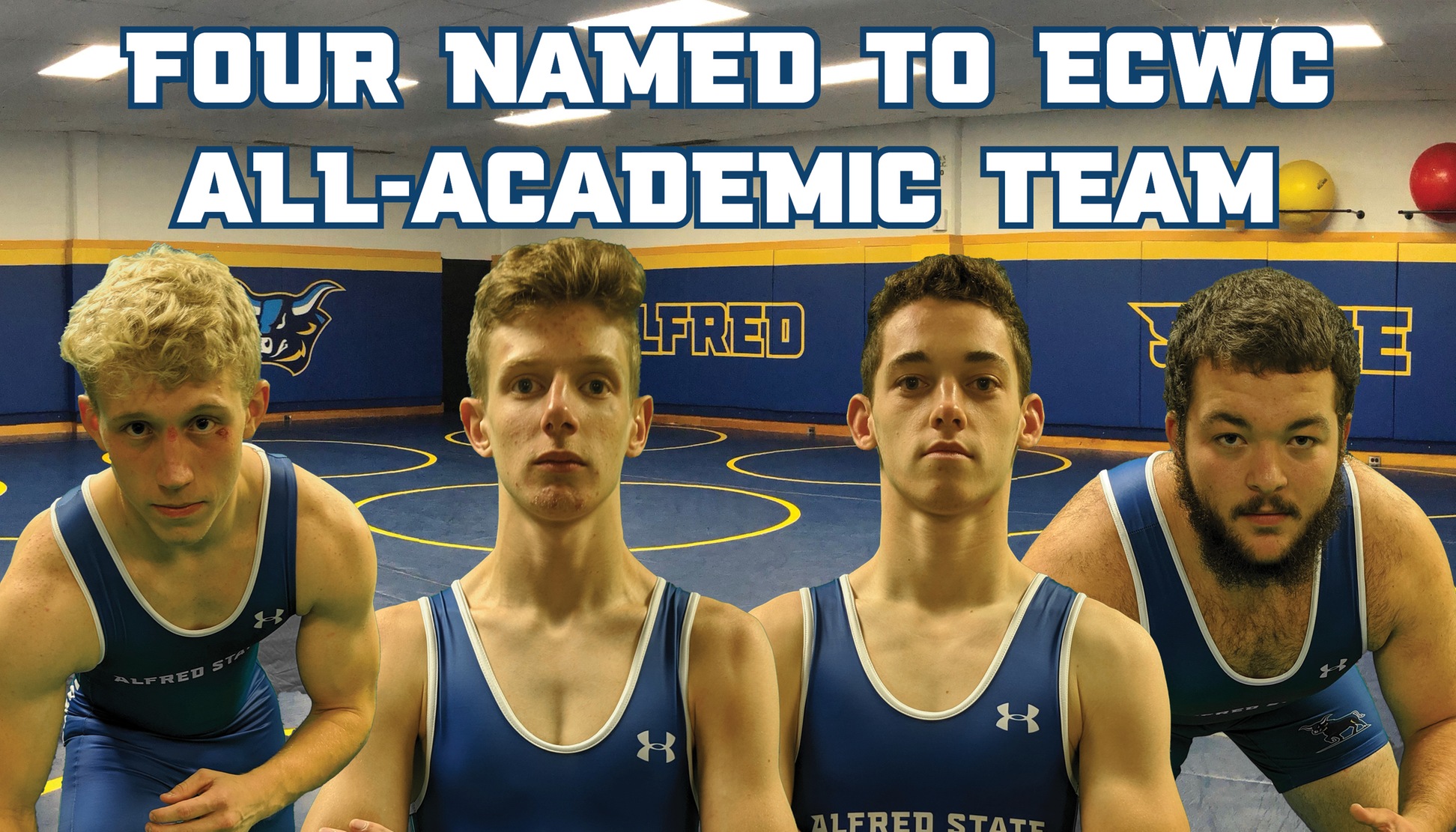 Cale Bartosch, Paul Knapp, Blake Ilges, and Kyle Fitzgerald named to the ECWC All-Academic Team.