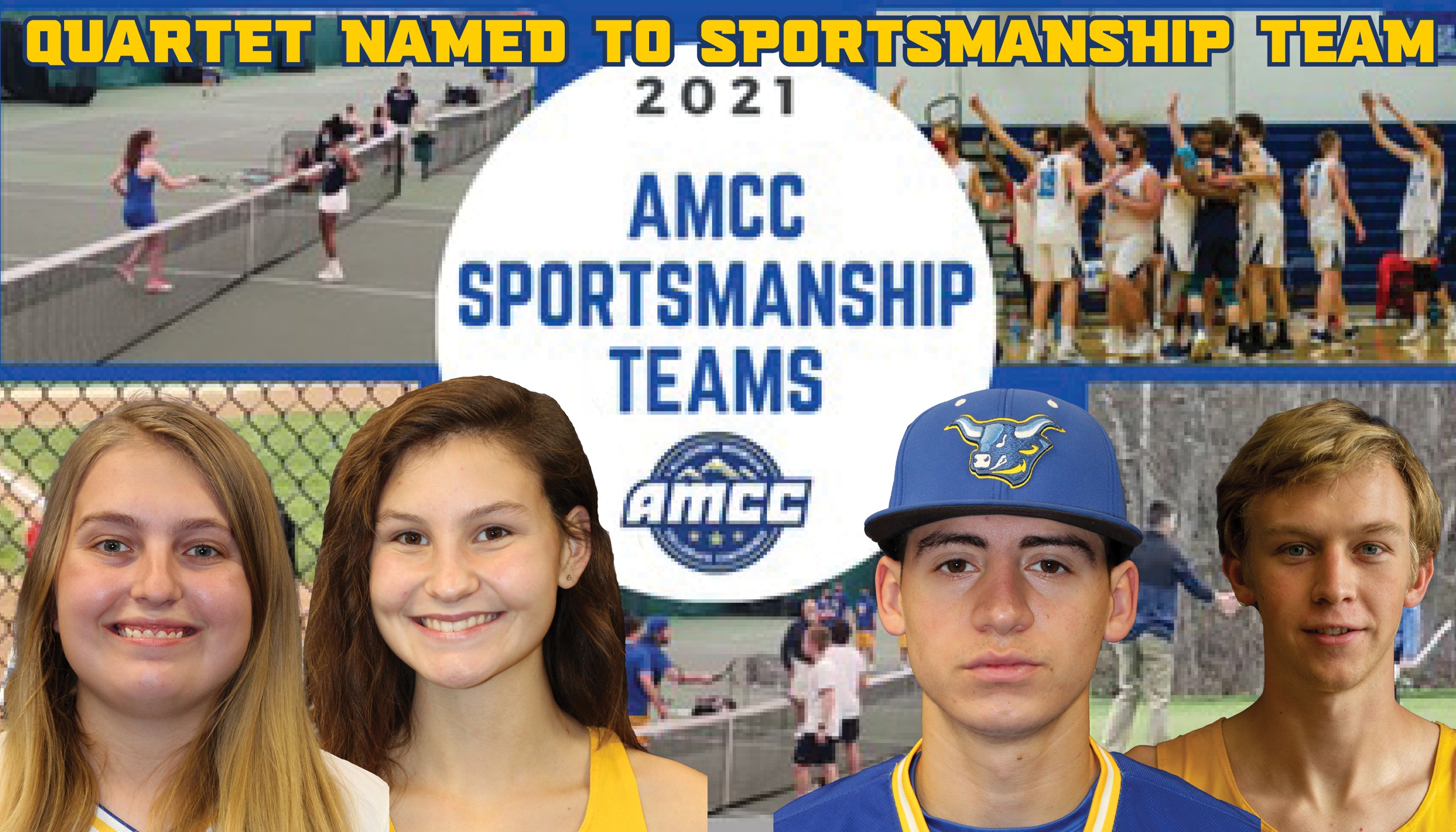 Brittany Fisher, Katie Watkins, Ryan Santiago, and Cooper Buckley (all pictured) have been named to the 2021 All-Sportsmanship Team.