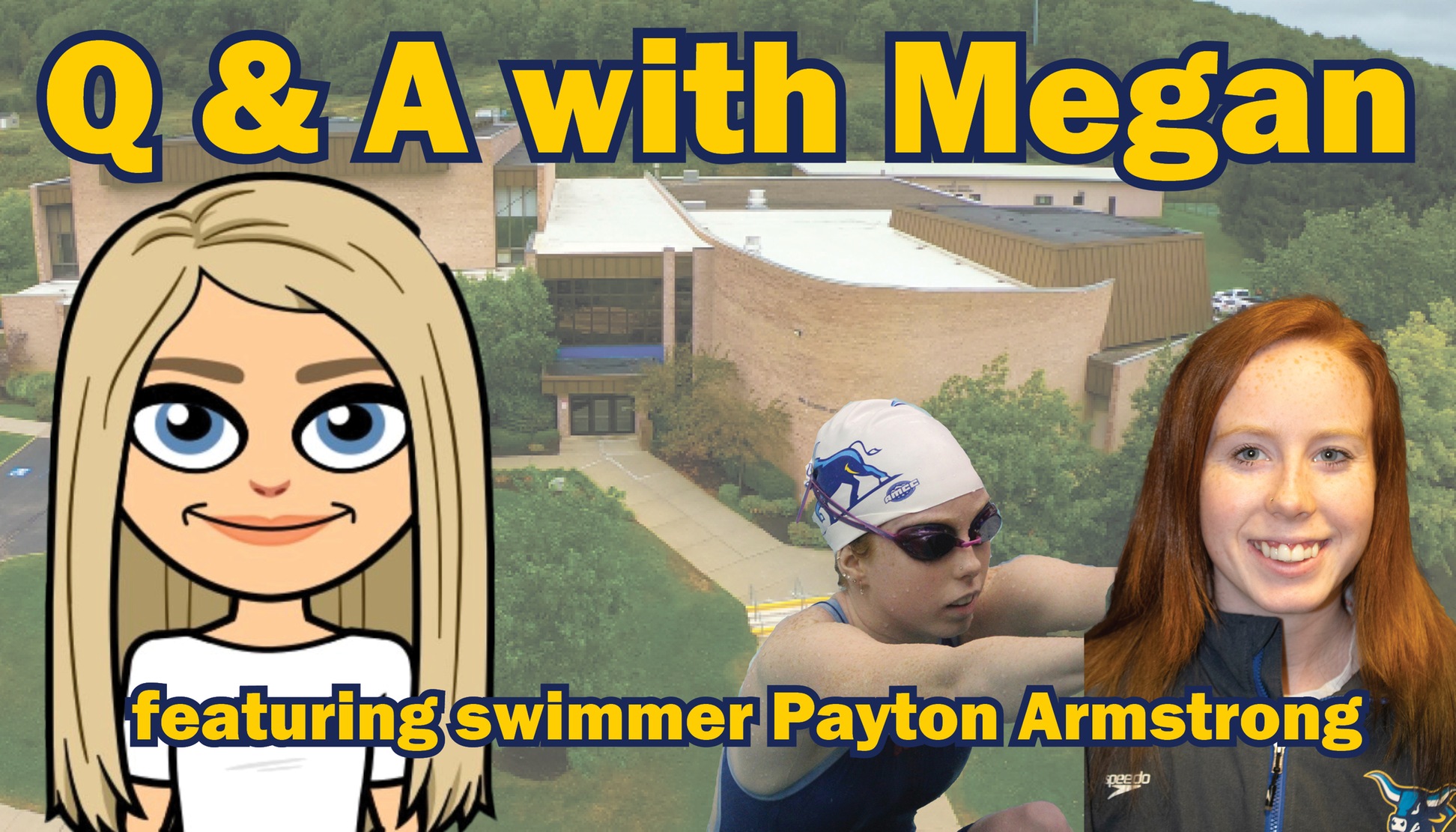 Q&A with Megan - featuring Payton Armstrong.
Pictured is Payton Armstrong in a headshot and ready to come off the block in the backstroke.